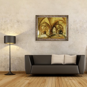 Tablou inramat - Louis Eugene Gabriel Isabey - Manastirea Sf. Wandrille, 60 x 80 cm - Img 2