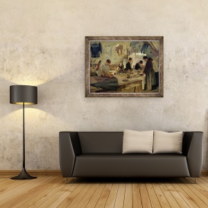 Tablou inramat - Louis Joseph Anthonissen - Atelier de calcat in Trou, 60 x 80 cm - Img 2