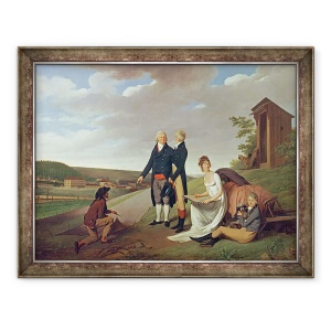 Tablou inramat - Louis Leopold Boilly - Christophe-Philippe Oberkampf si familia in fata fabricii sale de la Jouy, 60 x 80 cm