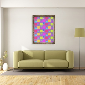 Tablou inramat - Louisa Hereford - Patrate multicolore, 60 x 80 cm - Img 2