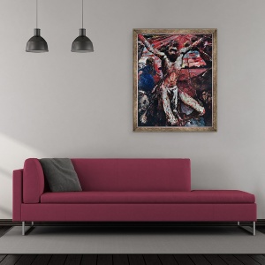 Tablou inramat - Lovis Corinth - Cristosul Rosu, 70 x 85 cm - Img 2