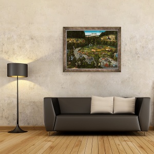 Tablou inramat - Lucas Cranach the Elder - Vanatoare langa Castelul Hartenfels, 60 x 80 cm - Img 2