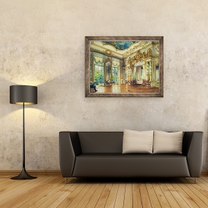 Tablou inramat - Luigi Premazzi - Dormitorul tarului Alexandru I in Palatul Alexandru, tarskoye Selo, 70 x 90 cm - Img 2