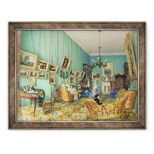 Tablou inramat - Luigi Premazzi - Interiorul unei camere de zi, 70 x 90 cm