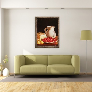 Tablou inramat - Luis Egidio Melendez - Natura moarta cu cirese, 60 x 80 cm - Img 2