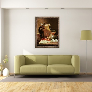 Tablou inramat - Luis Egidio Melendez - Natura moarta cu sunca, oua, paine, 70 x 90 cm - Img 2