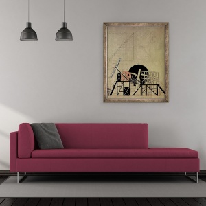 Tablou inramat - Lyubov Sergeevna Popova - Scena de design pentru piesa Magnanimous incornorat de F. Crommelynck, Teatrul Meyerhold, Moscova, 70 x 85 cm - Img 2