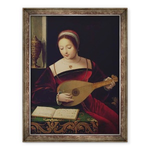 Tablou inramat - Master of the Female Half Lengths - Maria Magdalena canta la lauta, 70 x 90 cm