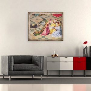 Tablou inramat - Master of the Holy Family - Muzicieni de inger din panoul din dreapta al altarpiesei celor sapte bucurii ale Fecioarei, 50 x 60 cm - Img 2
