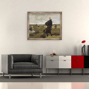 Tablou inramat - Max Liebermann - Repararea plaselor, 70 x 85 cm - Img 2