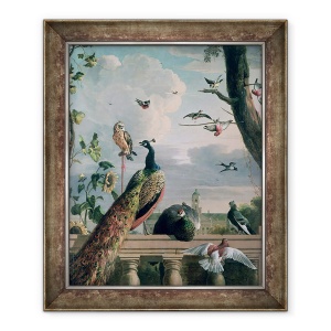 Tablou inramat - Melchior de Hondecoeter - Palatul Amsterdamului cu pasari exotice, 50 x 60 cm