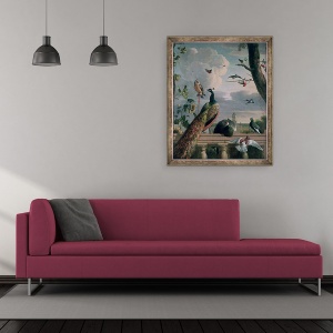 Tablou inramat - Melchior de Hondecoeter - Palatul Amsterdamului cu pasari exotice, 50 x 60 cm - Img 2