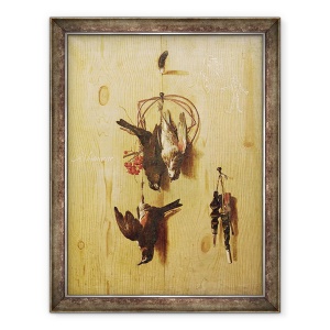 Tablou inramat - Melchior de Hondecoeter - Trompe-loeil cu aripi rosii si un teren, 60 x 80 cm