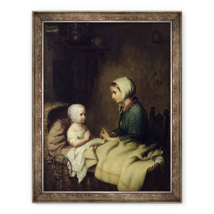 Tablou inramat - Meyer von Bremen - Fetita spunand rugaciunile ei in pat, 70 x 90 cm