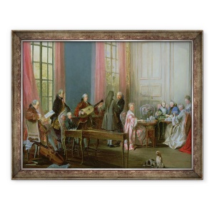 Tablou inramat - Michel Barthelemy Ollivier - Tanarul Mozart la clavichord, detaliu de la Le The a lAnglaise, un concert la casa Princesse de Conti, 60 x 80 cm