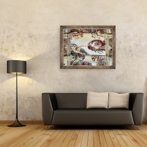 Tablou inramat - Michelangelo Buonarroti - Plafonul Capelei Sixtine, Crearea lui Adam, 60 x 80 cm - Img 2