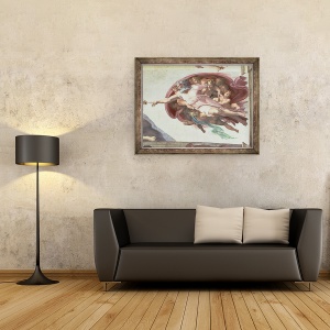 Tablou inramat - Michelangelo Buonarroti - Plafonul Capelei Sixtine, Crearea lui Adam, detaliu al lui Dumnezeu Tatal, 60 x 80 cm - Img 2