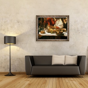 Tablou inramat - Michelangelo Merisi da Caravaggio - Cina de la Emmaus, detaliu VI, 60 x 80 cm - Img 2