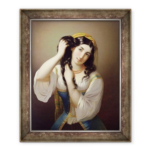 Tablou inramat - Michele Cusa - Un sicilian joc cu parul ei, 50 x 60 cm