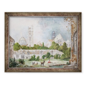 Tablou inramat - Mme. Duchateau - Biserica Noua din Sainte-Genevieve si Saint-Etienne-du-Mont vazuta din ruinele manastirii Sainte-Genevieve din Paris, 70 x 90 cm