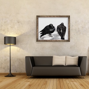Tablou inramat - Nancy Moniz Charalambous - Situatia grava a porumbeilor, 2012, 70 x 90 cm - Img 2