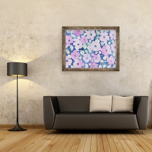 Tablou inramat - Neela Pushparaj - flori in roz, 70 x 90 cm - Img 2