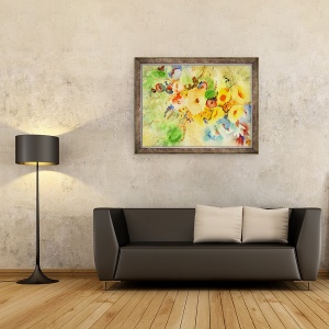 Tablou inramat - Neela Pushparaj - Hibiscus auriu, 60 x 80 cm - Img 2