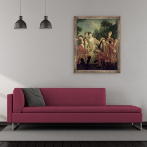 Tablou inramat - Nicolas Lancret - Pranzul cu s, 50 x 60 cm - Img 2