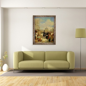 Tablou inramat - Nicolas Louis Francois Gosse - Studiu pentru Napoleon al III-lea 1808-73 Vizitarea lucrarilor de la Luvru, 60 x 80 cm - Img 2