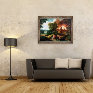 Tablou inramat - Nicolas Poussin - Arderea Troiei, 60 x 80 cm - Img 2