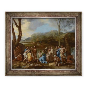 Tablou inramat - Nicolas Poussin - Sfantul Ioan Botezul in raul Iordan, 50 x 60 cm