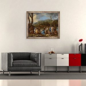 Tablou inramat - Nicolas Poussin - Sfantul Ioan Botezul in raul Iordan, 50 x 60 cm - Img 2