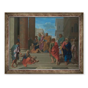 Tablou inramat - Nicolas Poussin - Sfintii Petru si Ioan vindecand omul schiop, 70 x 90 cm