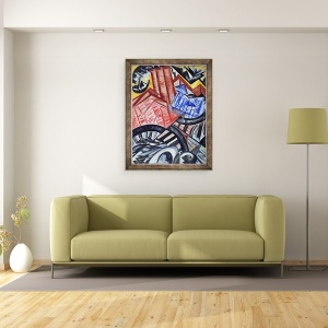 Tablou inramat - Olga Vladimirovna Rozanova - Fabrica si Podul, 70 x 90 cm - Img 2
