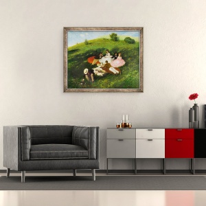Tablou inramat - Pal Szinyei Merse - Picnic in luna mai, 50 x 60 cm - Img 2