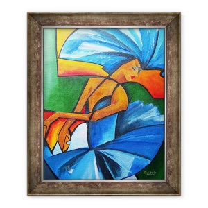 Tablou inramat - Patricia Brintle - Danseaza in albastru, 70 x 85 cm