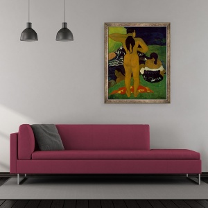 Tablou inramat - Paul Gauguin - Femei Tahitian Baie, 50 x 60 cm - Img 2