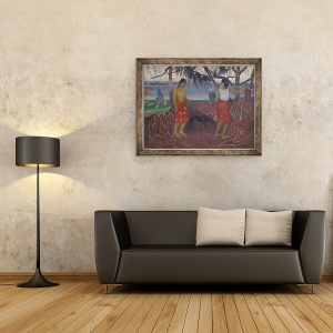 Tablou inramat - Paul Gauguin - Sub Pandanus I Raro te Oviri, 60 x 80 cm - Img 2