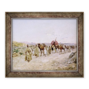 Tablou inramat - Paul John Baptiste Lazerges - O caravana langa Biskra, 50 x 60 cm