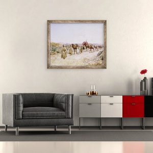 Tablou inramat - Paul John Baptiste Lazerges - O caravana langa Biskra, 50 x 60 cm - Img 2