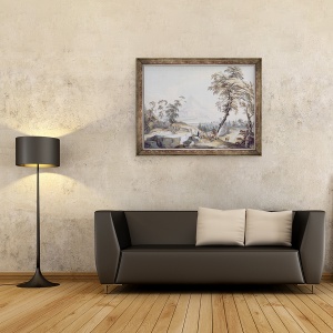 Tablou inramat - Paul Sandby - Peisaj Italian cu Calatori, 70 x 90 cm - Img 2