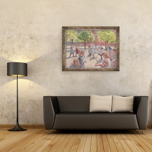 Tablou inramat - Peter Marius Hansen - Joaca Copii, Piata Enghave, 70 x 90 cm - Img 2