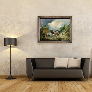 Tablou inramat - Philip James Loutherbourg - Antrenorul intr-o furtuna, 60 x 80 cm - Img 2