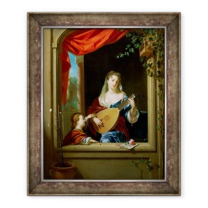 Tablou inramat - Philip van Dyck - Elegant Lady joc lauta la o fereastra, 50 x 60 cm