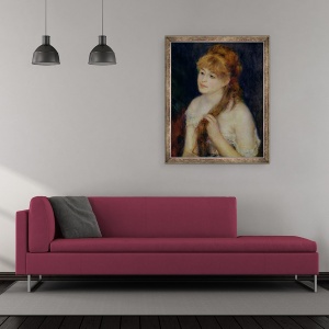 Tablou inramat - Pierre Auguste Renoir - Tanara Femeie impletitura parul, 50 x 60 cm - Img 2