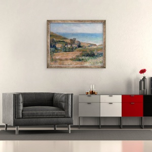 Tablou inramat - Pierre Auguste Renoir - Vedere la Seacoast langa Warmemont in Normandia, 50 x 60 cm - Img 2