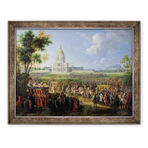 Tablou inramat - Pierre-Denis Martin - Ludovic al XIV-lea 1638-1715 si anturajul sau in vizita la Les Invalides, 60 x 80 cm
