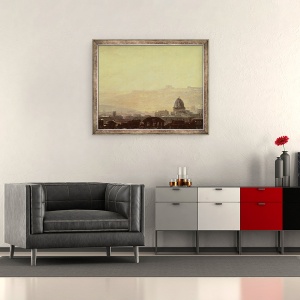 Tablou inramat - Pierre Henri de Valenciennes - Case dominate de o cupola, 50 x 60 cm - Img 2