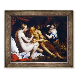 Tablou inramat - Pierre Joseph Verhaghen - Lot si fiicele sale, 70 x 85 cm
