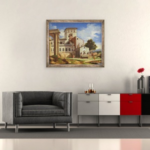 Tablou inramat - Pierre Lemaire-Poussin Lemaire - Peisaj italian, 50 x 60 cm - Img 2